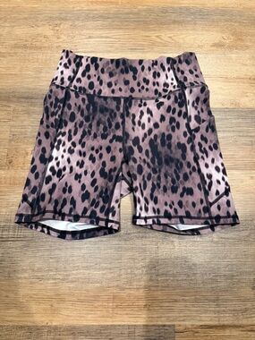Pure Luxe High-Rise Tan Leopard Print Bike Shorts Size S